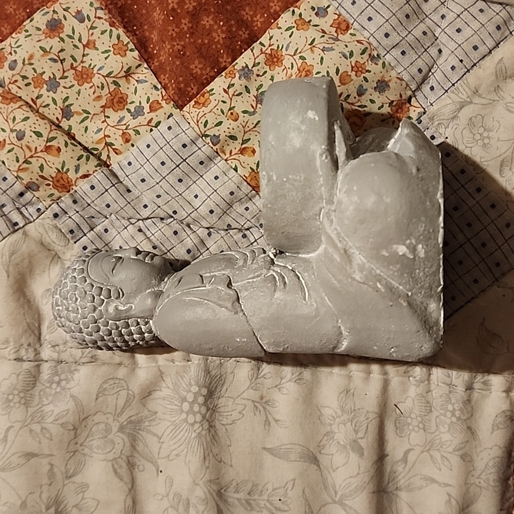 Gray Plaster Buddha Tealight Candle Holder - Picture 3 of 5